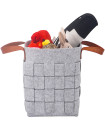 Handmade Woven Felt Two Set of Large Medium size Hamper laundry Toy Storage Basket with PU Handle